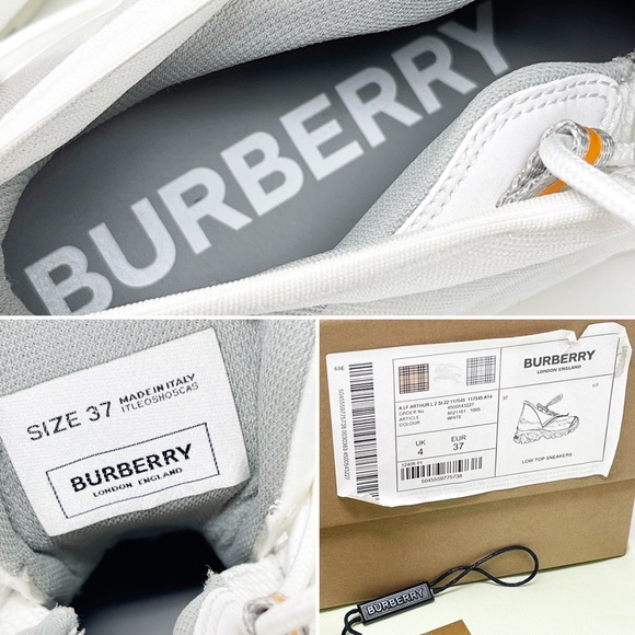 Burberry Arthur White Mesh Low Top Sneakers Chunky Shoes Made In Italy Size 37 - Picture 10 of 15